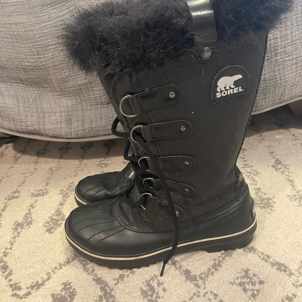 Sorel Black Joan of arc Fur-Trimmed sparkle black Snow Boots